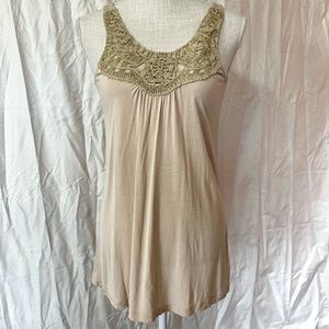 Gold embroidered tank